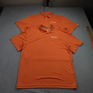 Lot of 2 Whataburger Polo Shirt Mens Medium Orange Striped Golf Employee